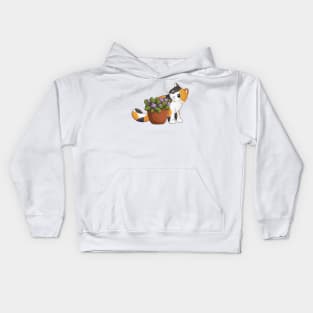 Calico Cat With Flower Kids Hoodie